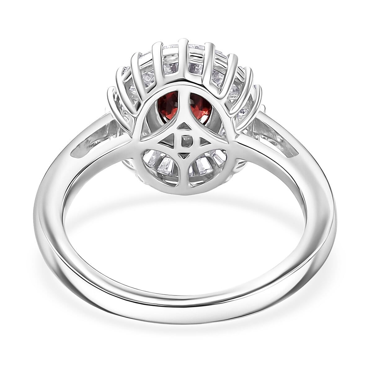 D'Joy Premium Red Zircon and Moissanite 1.80 ctw Ring in Rhodium Over Sterling Silver (Size 5.0) image number 4
