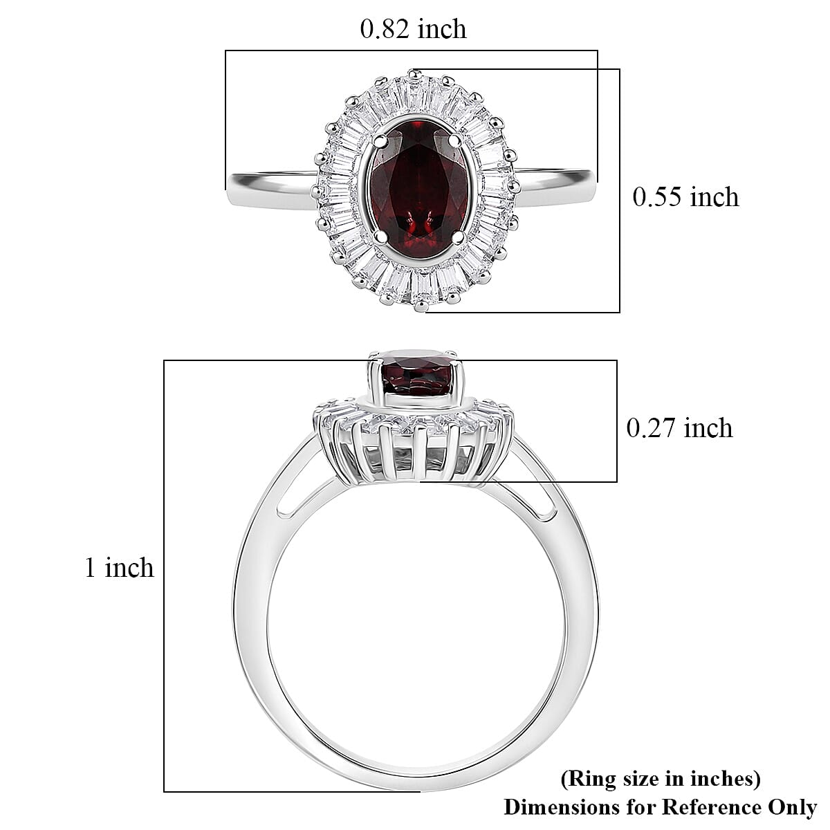 D'Joy Premium Red Zircon and Moissanite 1.80 ctw Ring in Rhodium Over Sterling Silver (Size 5.0) image number 5