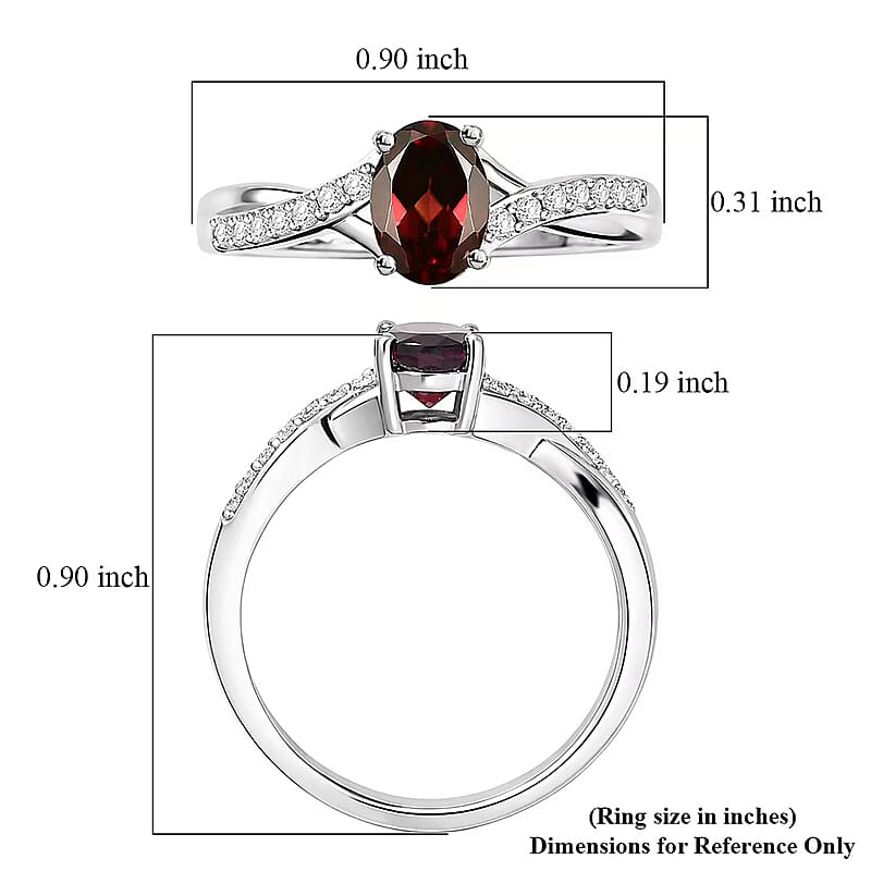 D'Joy Premium Red Zircon and Moissanite 1.50 ctw Ring in Rhodium Over Sterling Silver (Size 10.0)