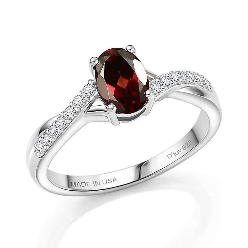 D'Joy Premium Red Zircon and Moissanite 1.50 ctw Ring in Rhodium Over Sterling Silver (Size 9.0)