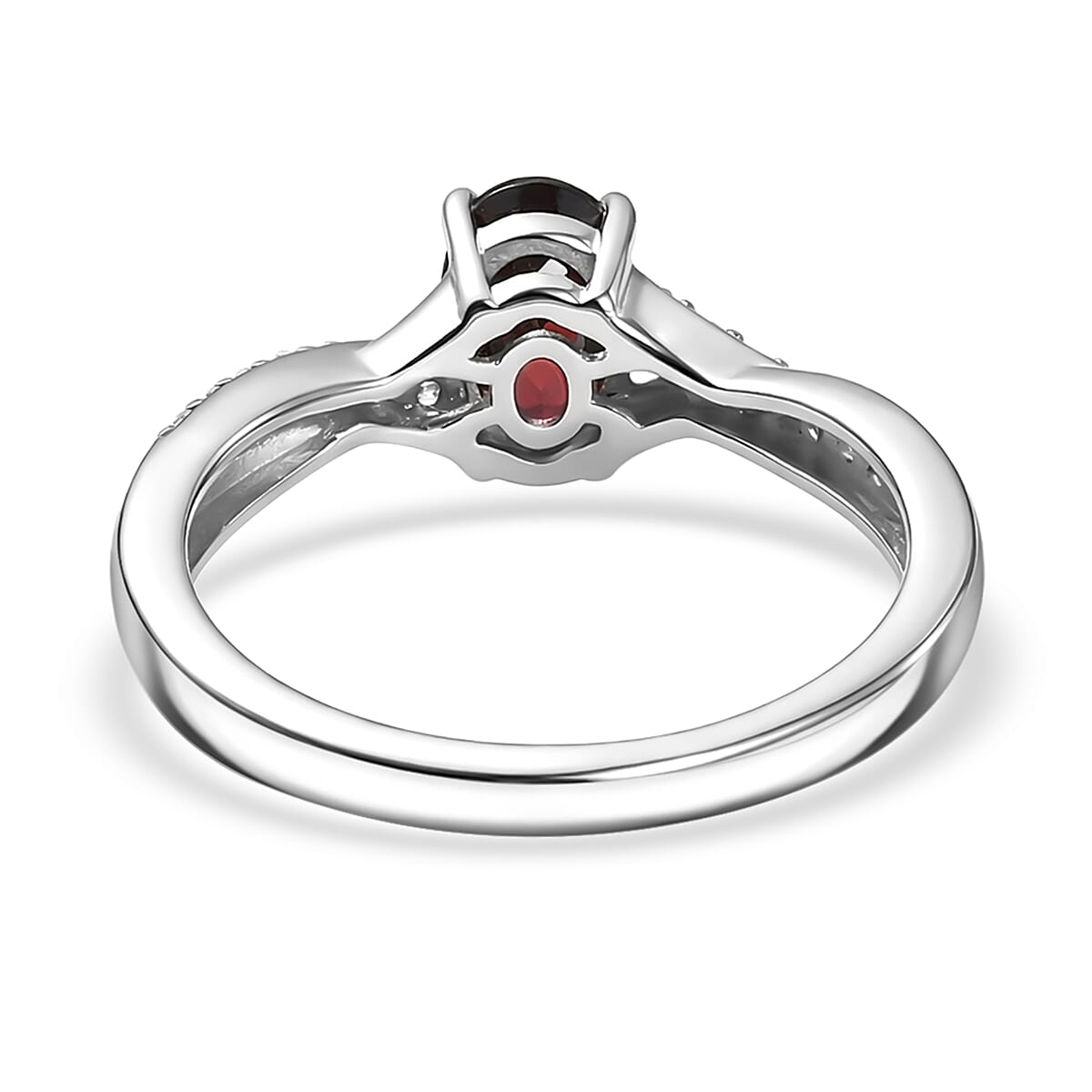 D'Joy Premium Red Zircon and Moissanite 1.50 ctw Ring in Rhodium Over Sterling Silver (Size 9.0)