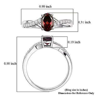 D'Joy Premium Red Zircon and Moissanite 1.50 ctw Ring in Rhodium Over Sterling Silver (Size 9.0)