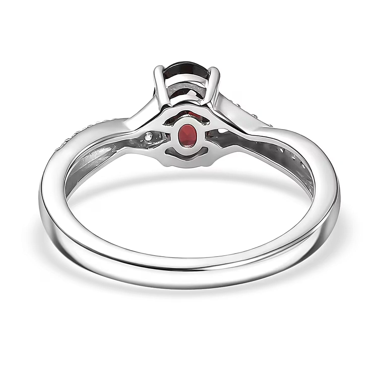 D'Joy Premium Red Zircon and Moissanite 1.50 ctw Ring in Rhodium Over Sterling Silver (Size 9.0)