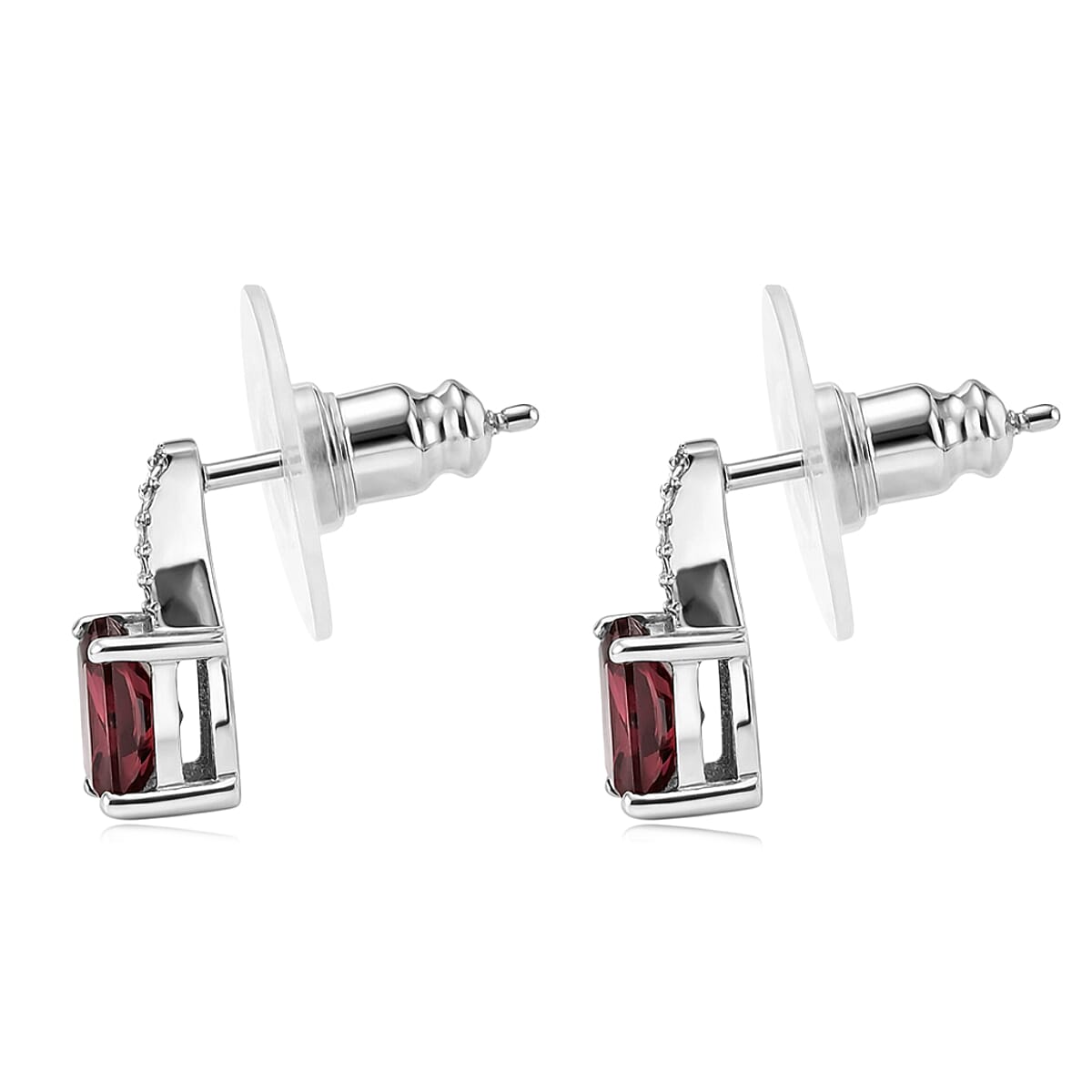D'Joy Premium Red Zircon and Moissanite 2.75 ctw Earrings in Rhodium Over Sterling Silver image number 3