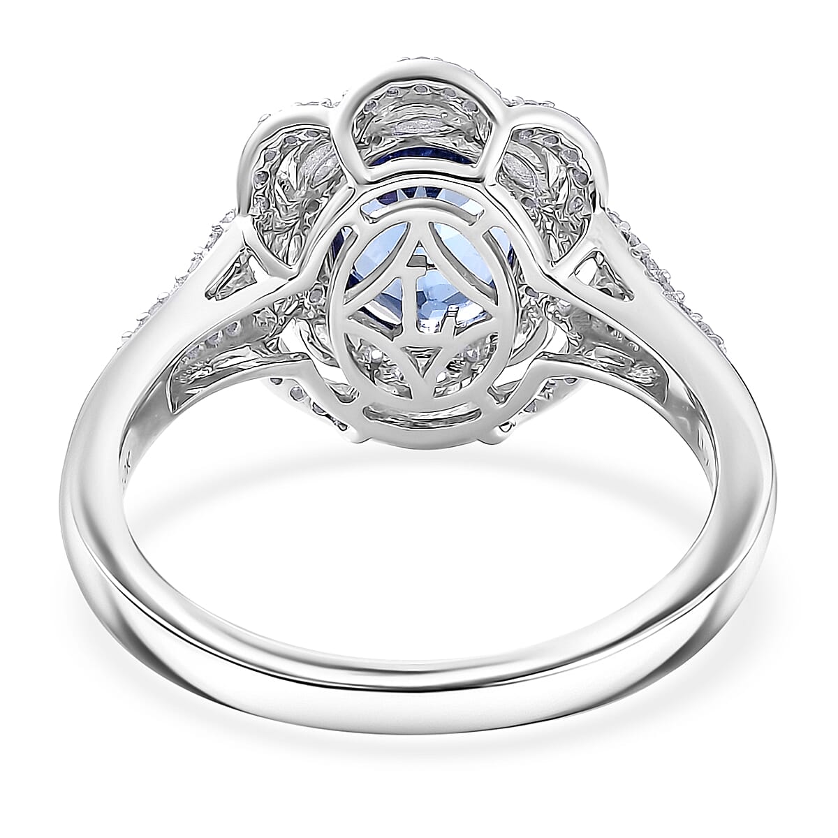Premium Tanzanite and Luxuriant Lab Grown Diamond E-F VS 2.30 ctw Blue Crownfire Ring in 10K White Gold (Size 6.0) image number 4