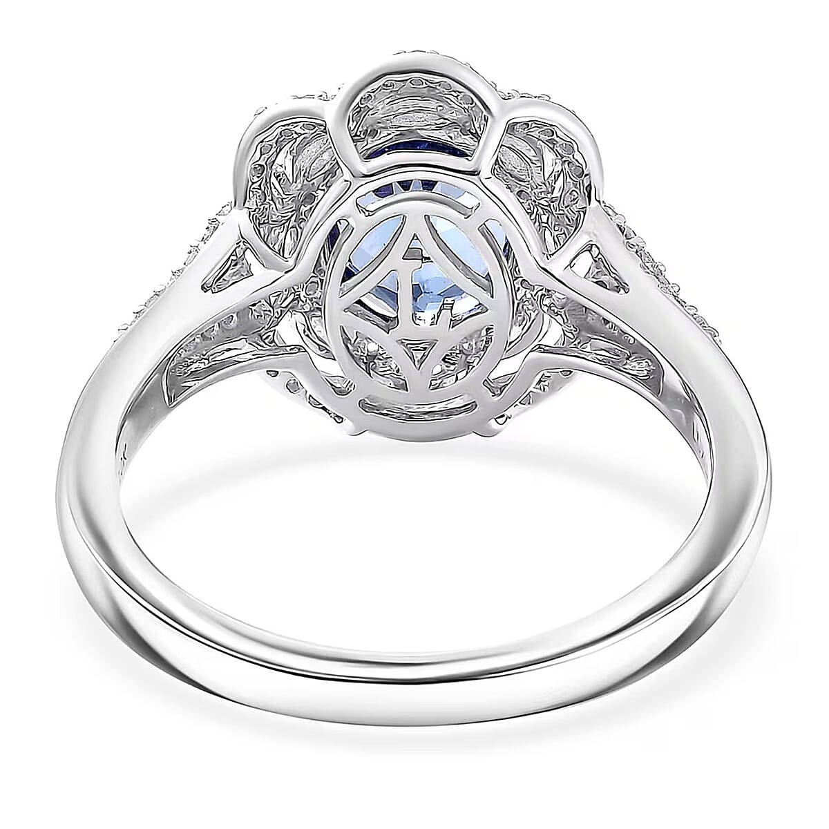 Premium Tanzanite and Luxuriant Lab Grown Diamond E-F VS 2.30 ctw Blue Crownfire Ring in 10K White Gold (Size 6.0) image number 6
