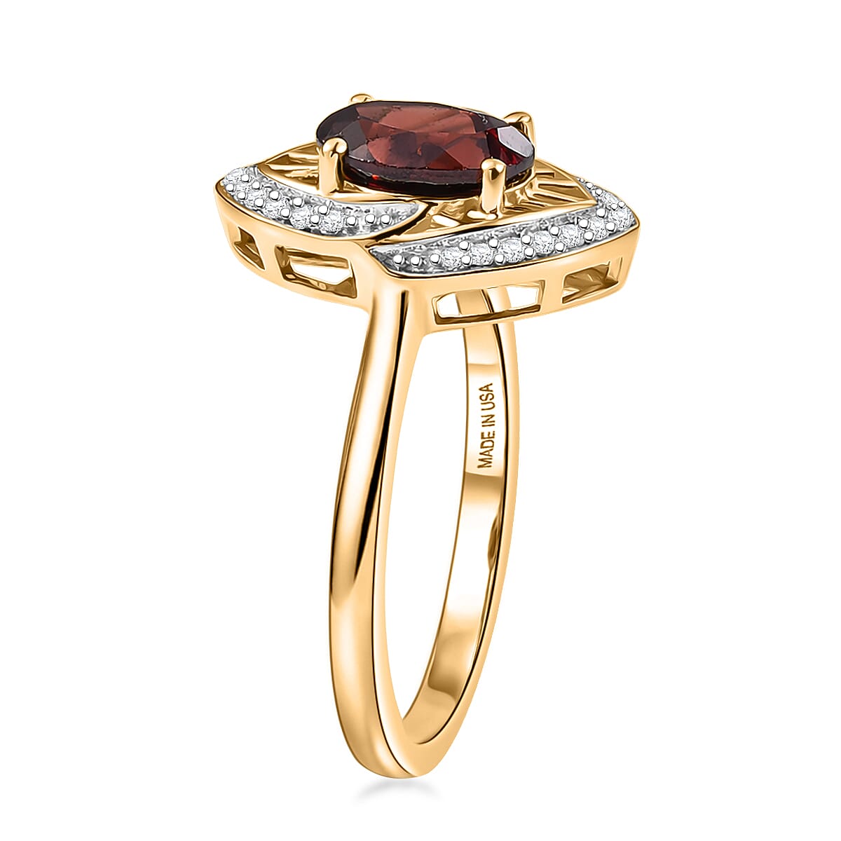 D'Joy Premium Red Zircon and White Zircon 2.10 ctw Ring in 18K Vermeil Yellow Gold Over Sterling Silver (Size 7.0) image number 3