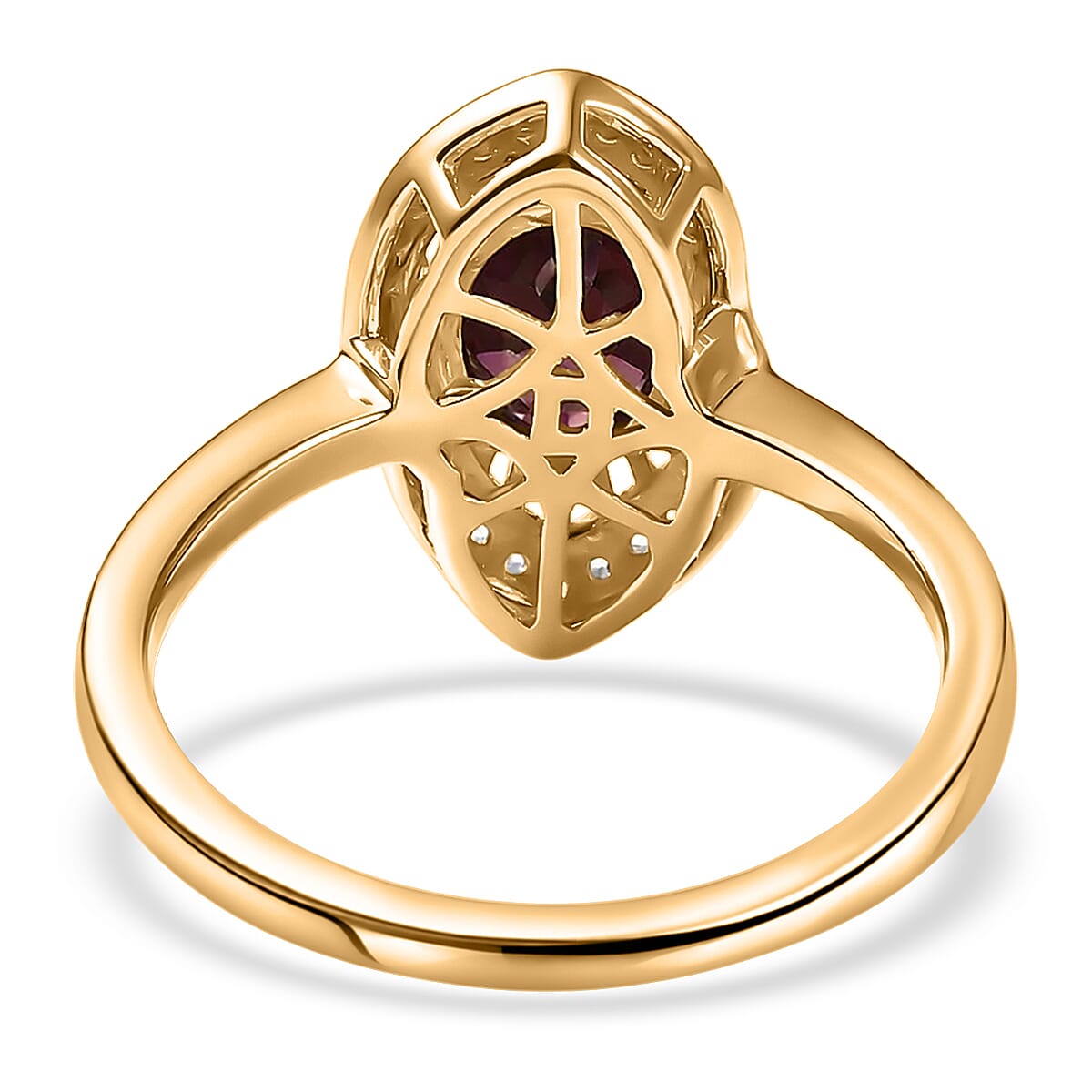 D'Joy Premium Red Zircon and White Zircon 2.10 ctw Ring in 18K Vermeil Yellow Gold Over Sterling Silver (Size 7.0) image number 4