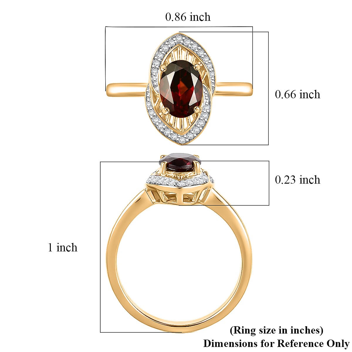 D'Joy Premium Red Zircon and White Zircon 2.10 ctw Ring in 18K Vermeil Yellow Gold Over Sterling Silver (Size 7.0) image number 5