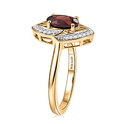 D'Joy Premium Red Zircon and White Zircon 2.30 ctw Ring in 18K Vermeil Yellow Gold Over Sterling Silver (Size 8.0)