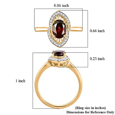 D'Joy Premium Red Zircon and White Zircon 2.30 ctw Ring in 18K Vermeil Yellow Gold Over Sterling Silver (Size 8.0)