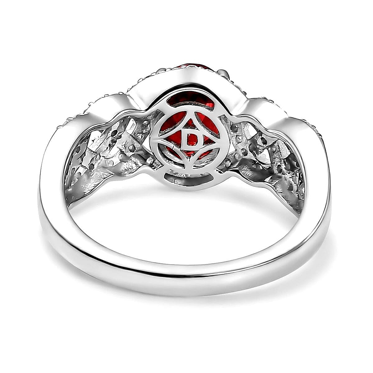 D'Joy Premium Red Zircon and Moissanite 2.50 ctw Ring in Rhodium Over Sterling Silver (Size 6.0)