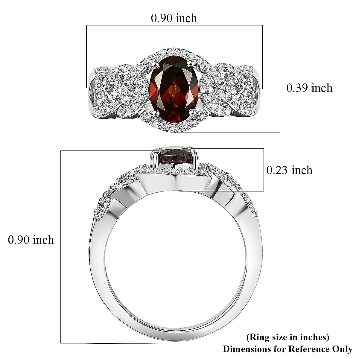 D'Joy Premium Red Zircon, Moissanite Ring in Rhodium Over Sterling Silver (Size 6.0) 2.50 ctw image number 5