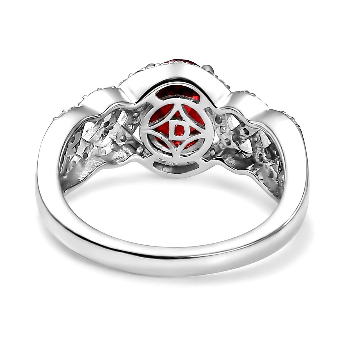 D'Joy Premium Red Zircon and Moissanite 2.50 ctw Ring in Rhodium Over Sterling Silver (Size 7.0) image number 4