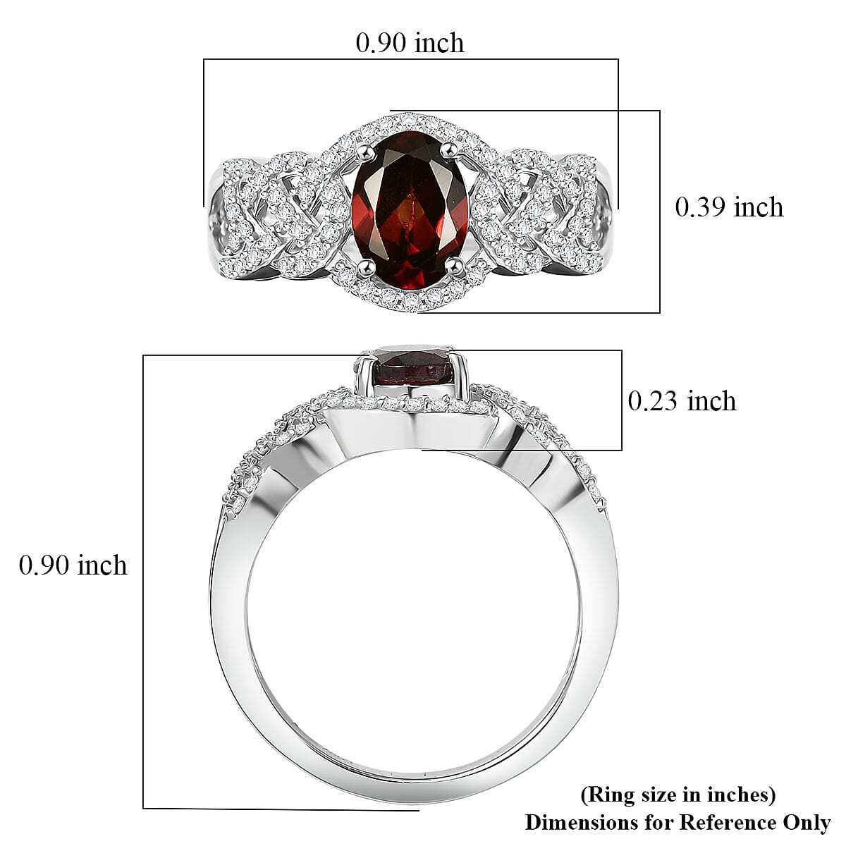 D'Joy Premium Red Zircon and Moissanite 2.50 ctw Ring in Rhodium Over Sterling Silver (Size 7.0) image number 5