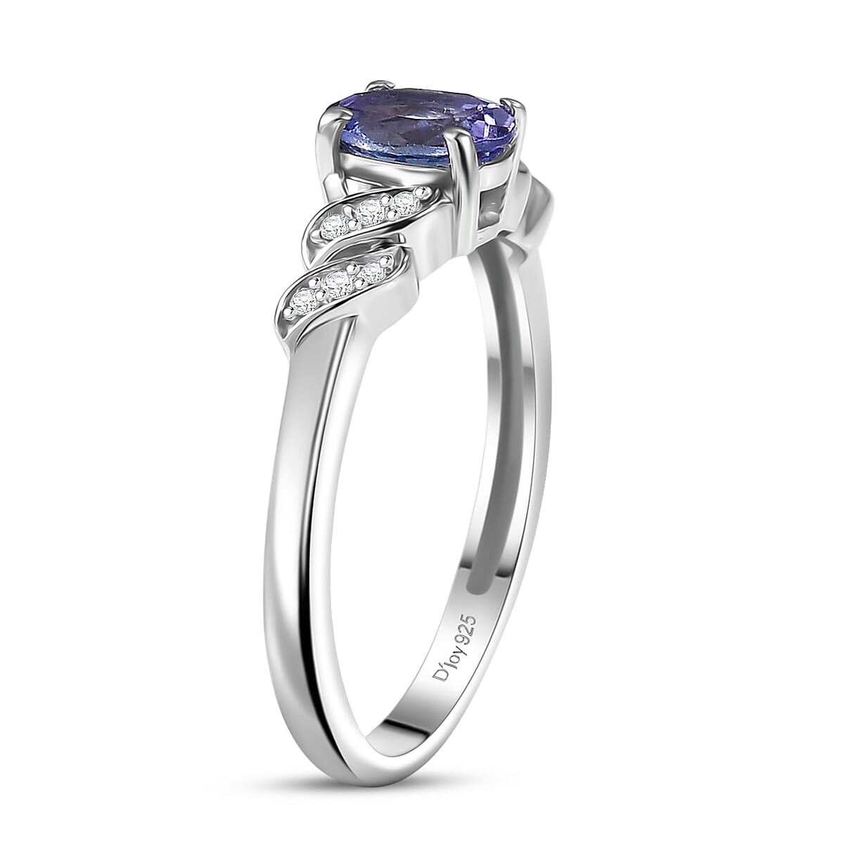 D'Joy Tanzanite and Moissanite 0.70 ctw Eternal Twist Ring in Rhodium Over Sterling Silver (Size 10.0) image number 3