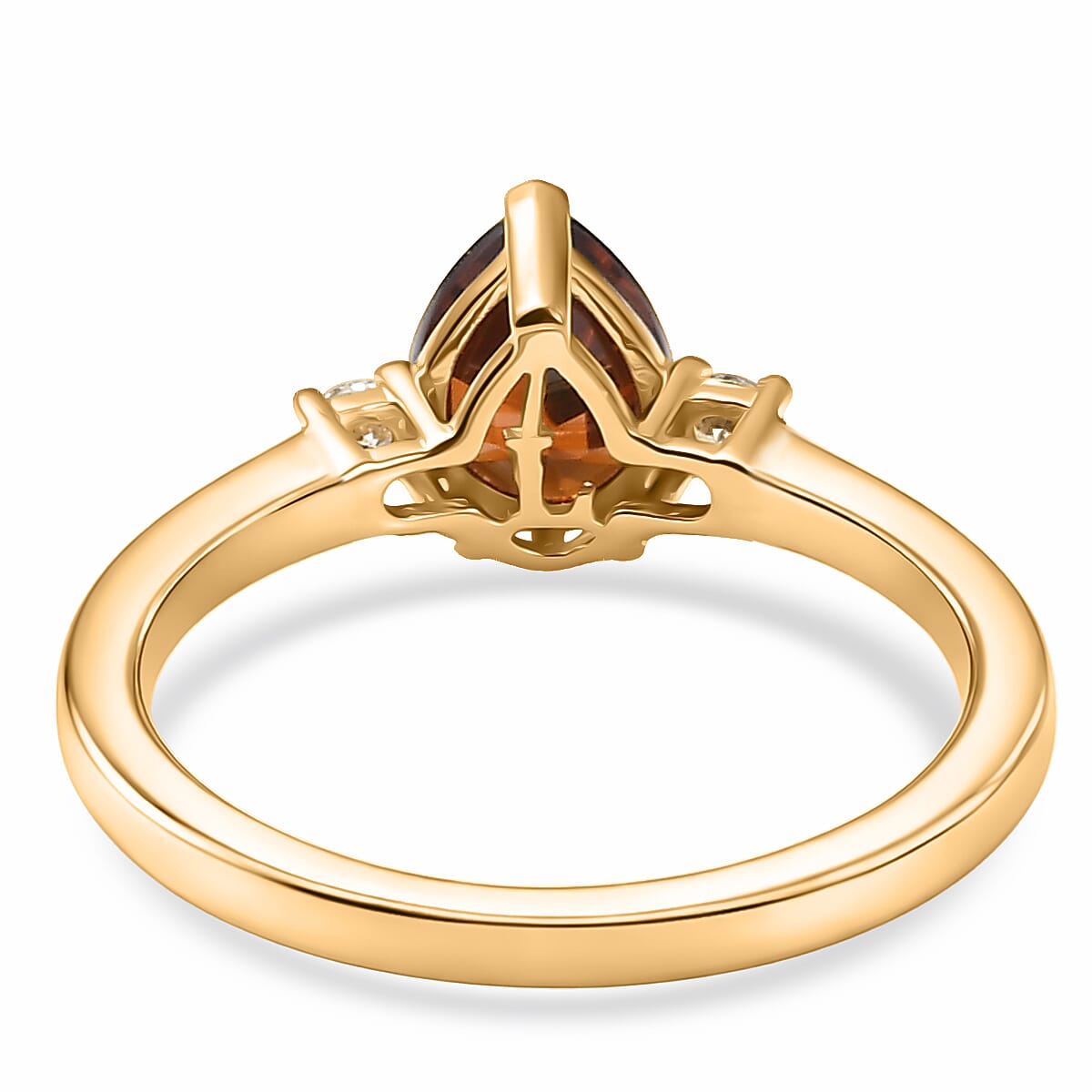 Premium Red Zircon and Luxuriant Lab Grown Diamond G-H SI 2.15 ctw Ring in 18K Vermeil Yellow Gold Over Sterling Silver (Size 7.0) image number 4