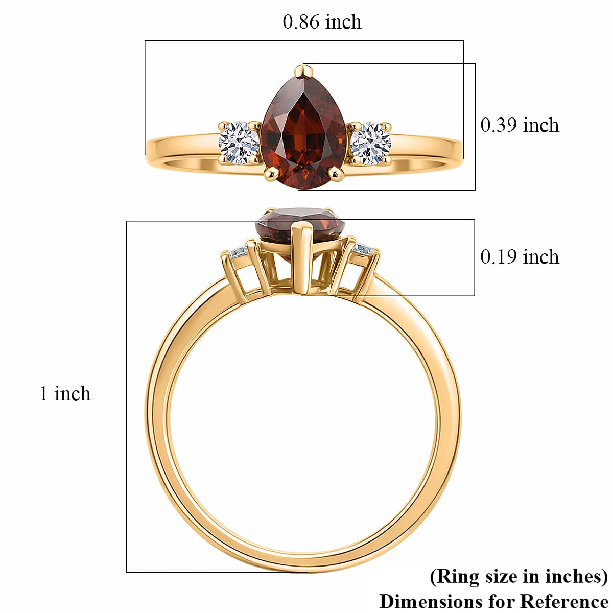 Premium Red Zircon and Luxuriant Lab Grown Diamond G-H SI 2.15 ctw Ring in 18K Vermeil Yellow Gold Over Sterling Silver (Size 7.0) image number 5