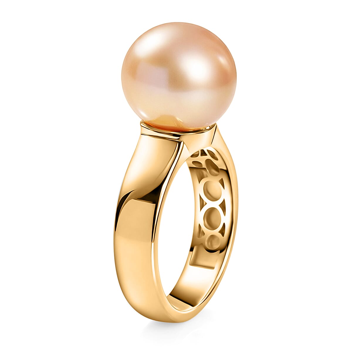 D'Joy South Sea Golden Cultured Pearl Solitaire Ring in 18K Vermeil Yellow Gold Over Sterling Silver (Size 7.0) image number 3