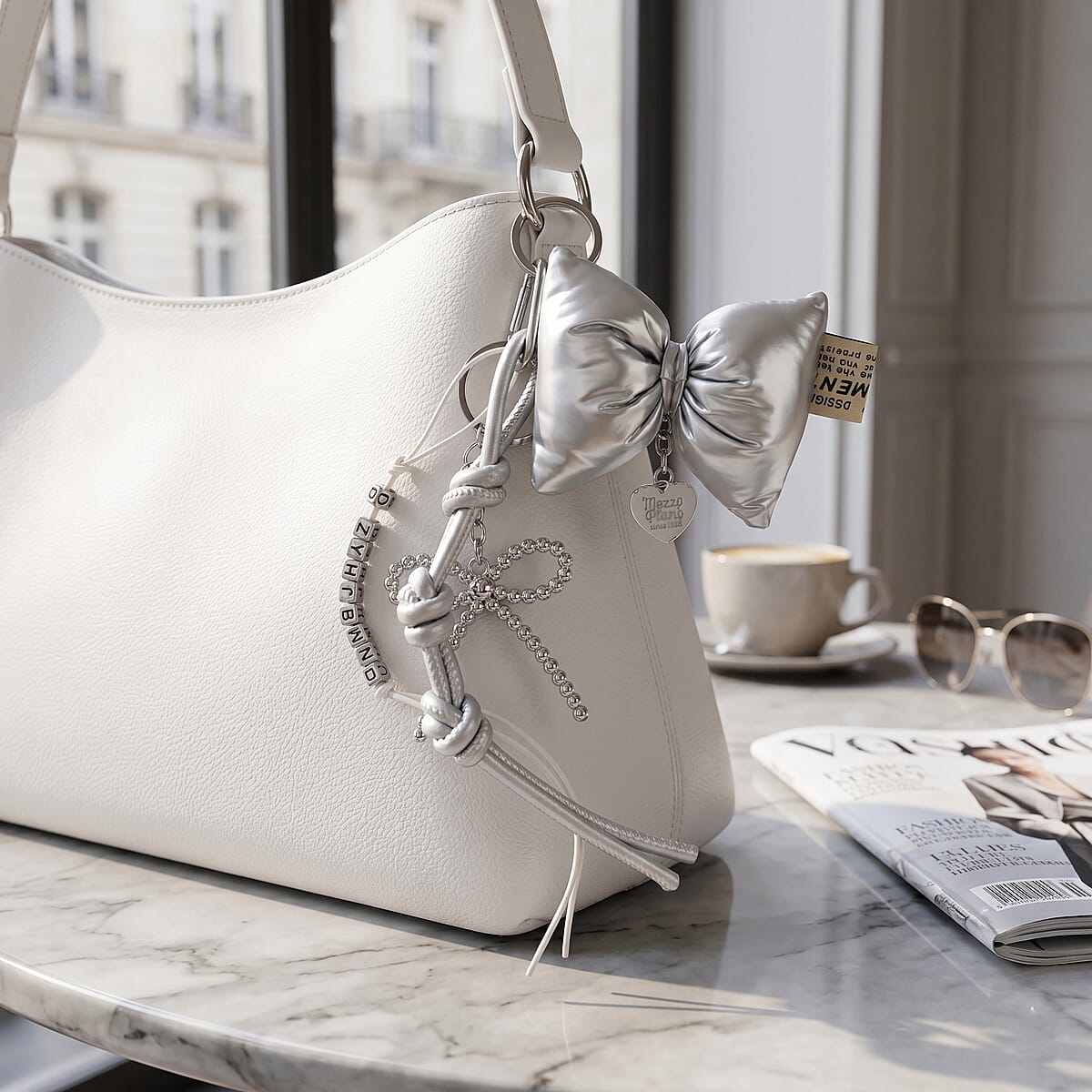 La Marey Sliver Bowknot Keychain image number 1