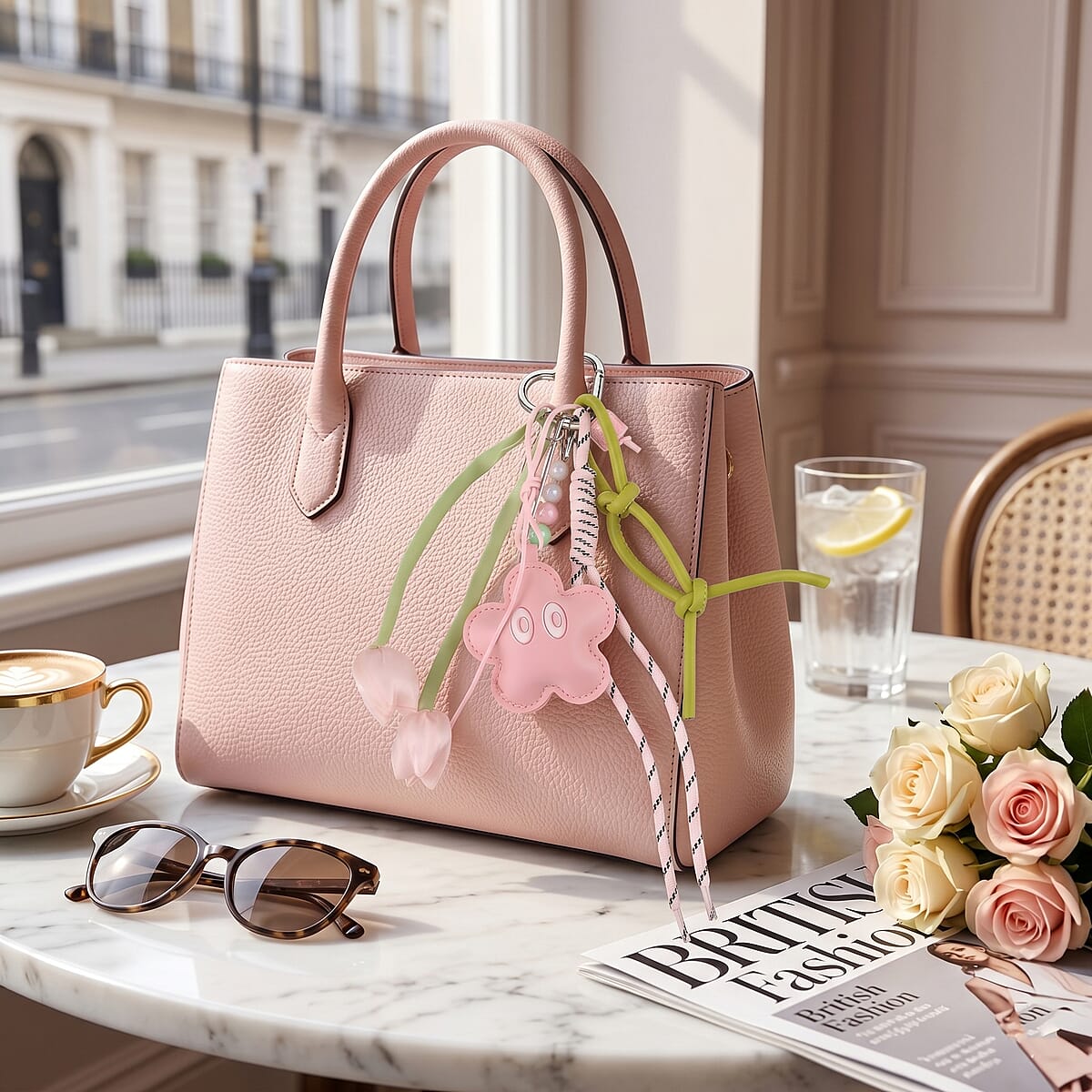 La Marey Pink Flower Keychain image number 1