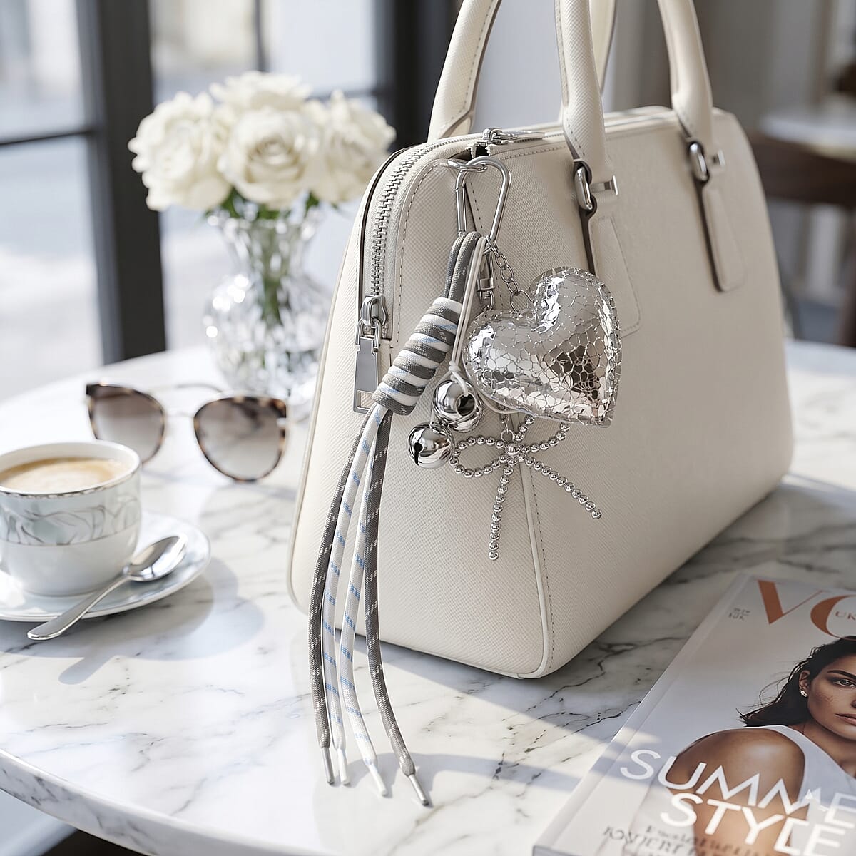 La Marey Sliver Loving Heart Keychain image number 1