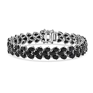EverTrue Thai Black Spinel 44.50 ctw Midnight Noir Weave Bracelet in Platinum Bond (8.00 In)