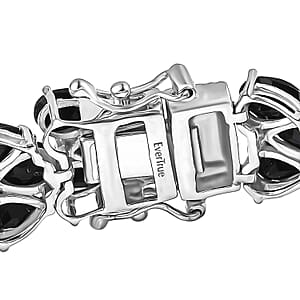 EverTrue Thai Black Spinel 44.50 ctw Midnight Noir Weave Bracelet in Platinum Bond (8.00 In)