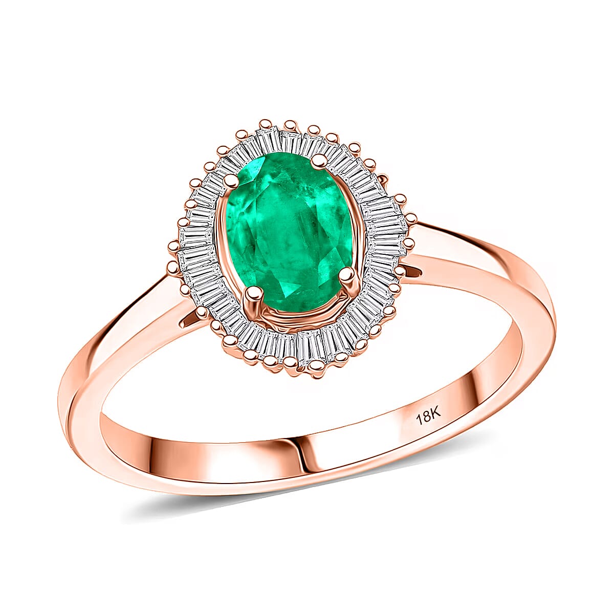 Rhapsody AAAA Kagem Zambian Emerald and E-F VS Diamond 1.00 ctw Ring in 18K Rose Gold (Size 10.0) 5.75 Grams
