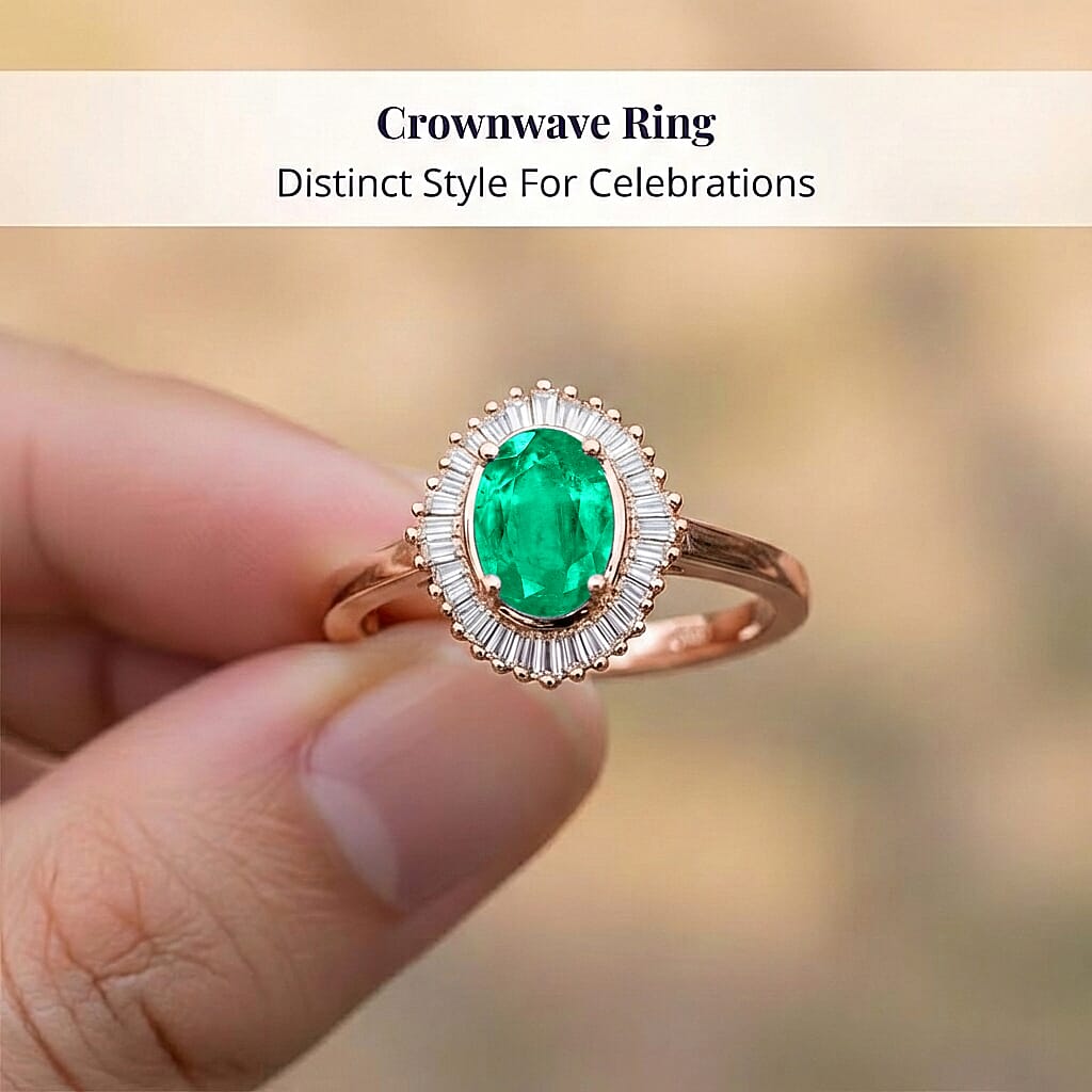 Rhapsody AAAA Kagem Zambian Emerald and E-F VS Diamond 1.00 ctw Ring in 18K Rose Gold (Size 10.0) 5.75 Grams