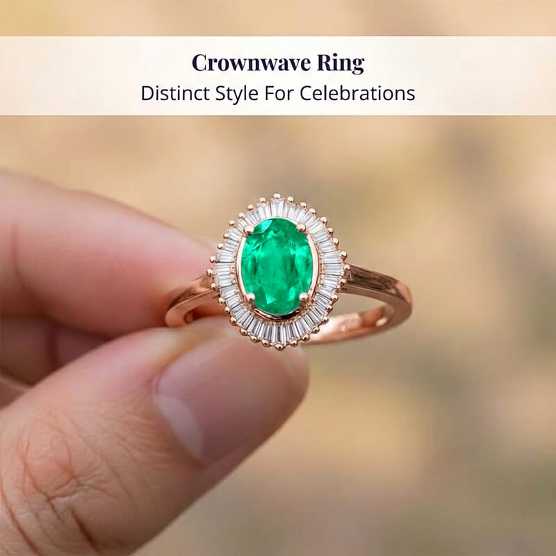 Rhapsody AAAA Kagem Zambian Emerald and E-F VS Diamond 1.00 ctw Ring in 18K Rose Gold (Size 10.0) 5.75 Grams