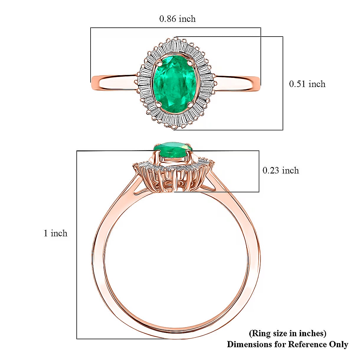 Rhapsody AAAA Kagem Zambian Emerald and E-F VS Diamond 1.00 ctw Ring in 18K Rose Gold (Size 10.0) 5.75 Grams