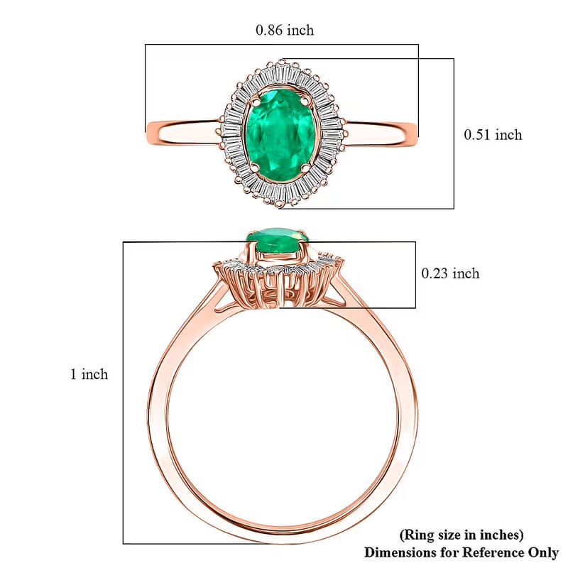 Rhapsody AAAA Kagem Zambian Emerald and E-F VS Diamond 1.00 ctw Ring in 18K Rose Gold (Size 10.0) 5.75 Grams