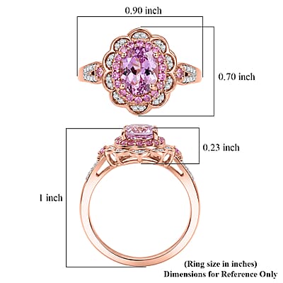 D'Joy Premium Martha Rocha Kunzite and Multi Gemstone 3.00 ctw Flower Ring in 18K Vermeil Rose Gold Over Sterling Silver (Size 7.0)