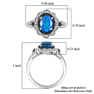 D'Joy Premium Malgache Neon Apatite and Multi Gemstone 2.40 ctw Flower Ring in Rhodium Over Sterling Silver (Size 6.0)