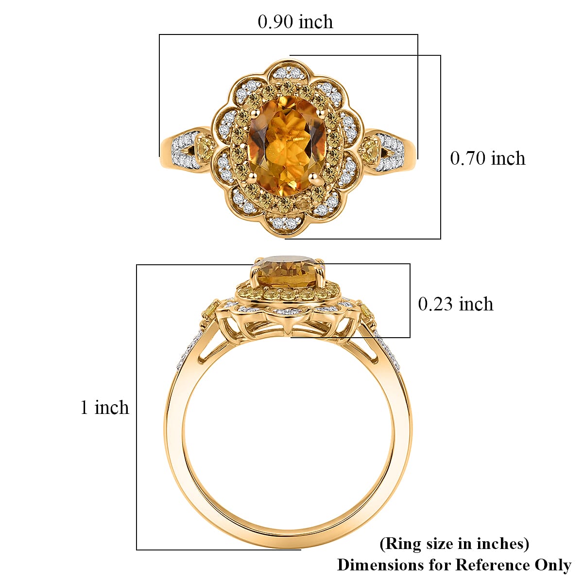 D'Joy Premium Brazilian Heliodor and Multi Gemstone 2.30 ctw Flower Ring in 18K Vermeil Yellow Gold Over Sterling Silver (Size 8.0) image number 5