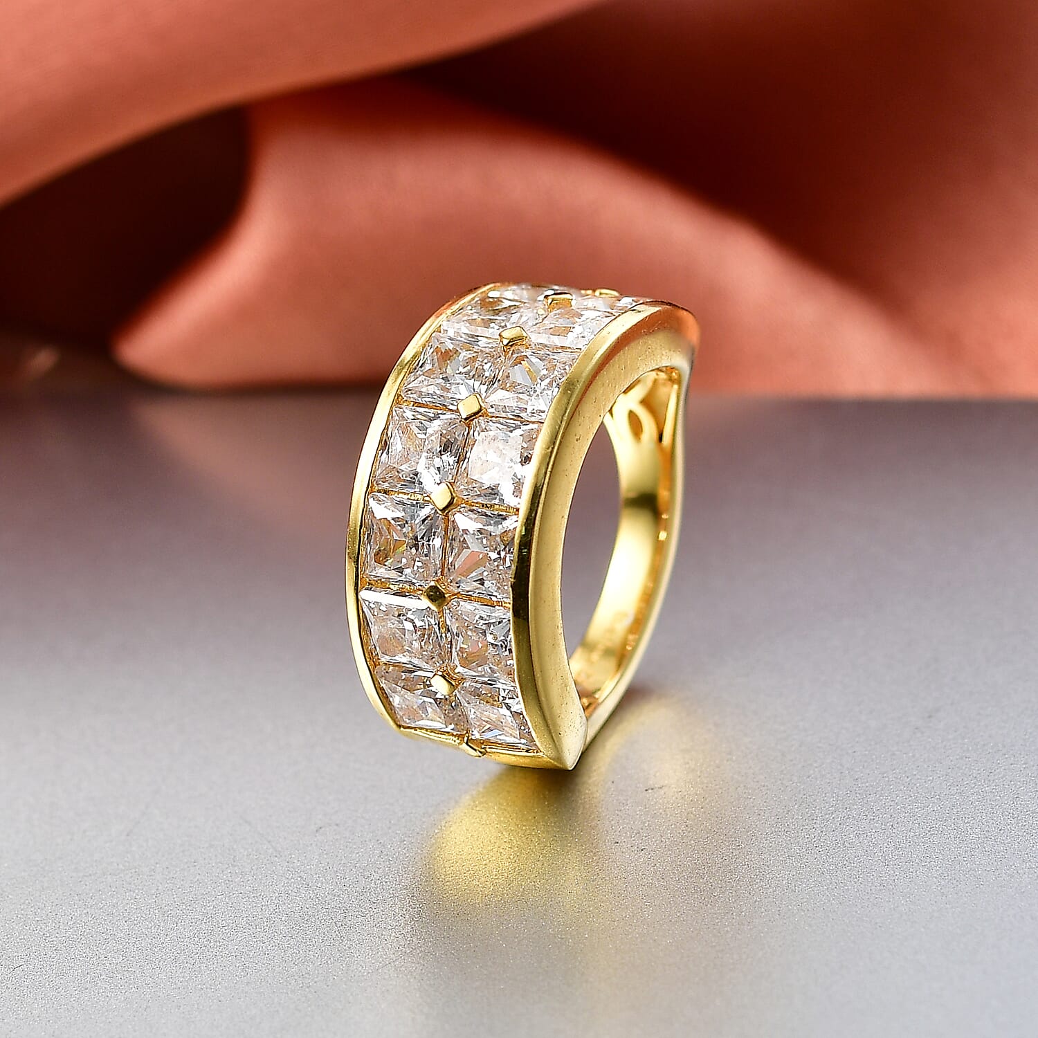 EverTrue Simulated Diamond Stackable Ring in 18K YG Plated Bronze (Size 10.0) 8.70 ctw