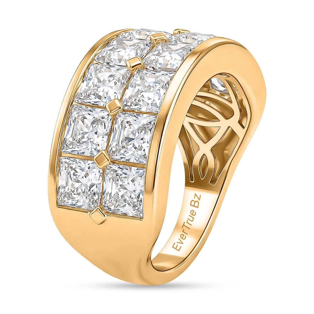 EverTrue Simulated Diamond Stackable Ring in 18K YG Plated Bronze (Size 7.0)