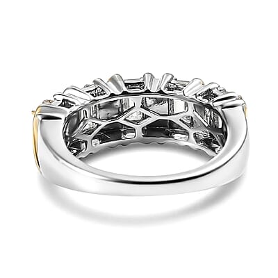 EverTrue Simulated Diamond 5 Stone Ring in 18K YG Plated and Platinum Bond (Size 11.0)