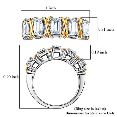 EverTrue Simulated Diamond 5 Stone Ring in 18K YG Plated and Platinum Bond (Size 11.0)