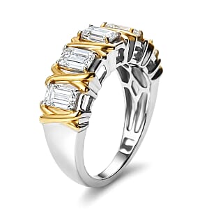 EverTrue Simulated Diamond 5 Stone Ring in 18K YG Plated and Platinum Bond (Size 6.0)