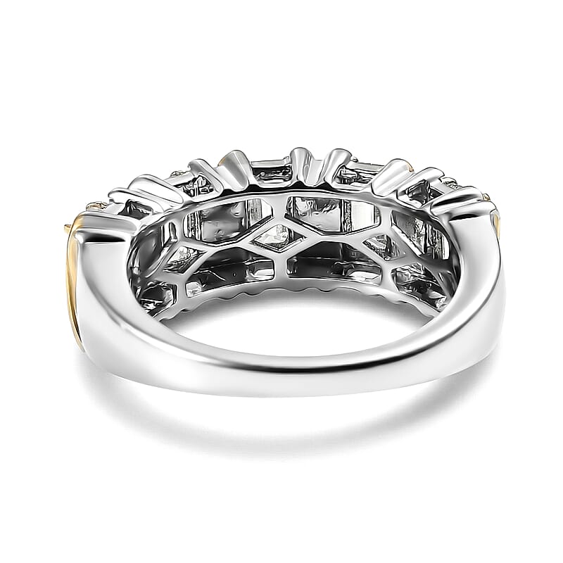 EverTrue Simulated Diamond 5 Stone Ring in 18K YG Plated and Platinum Bond (Size 7.0)