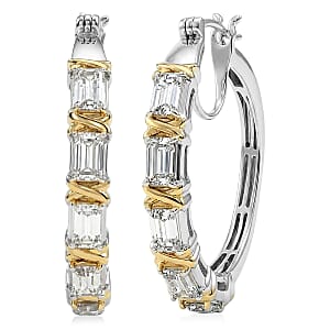 EverTrue Simulated Diamond Earrings in 18K YG Plated and Platinum Bond