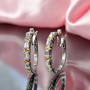 EverTrue Simulated Diamond Earrings in 18K YG Plated and Platinum Bond