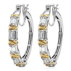 EverTrue Simulated Diamond Earrings in 18K YG Plated and Platinum Bond