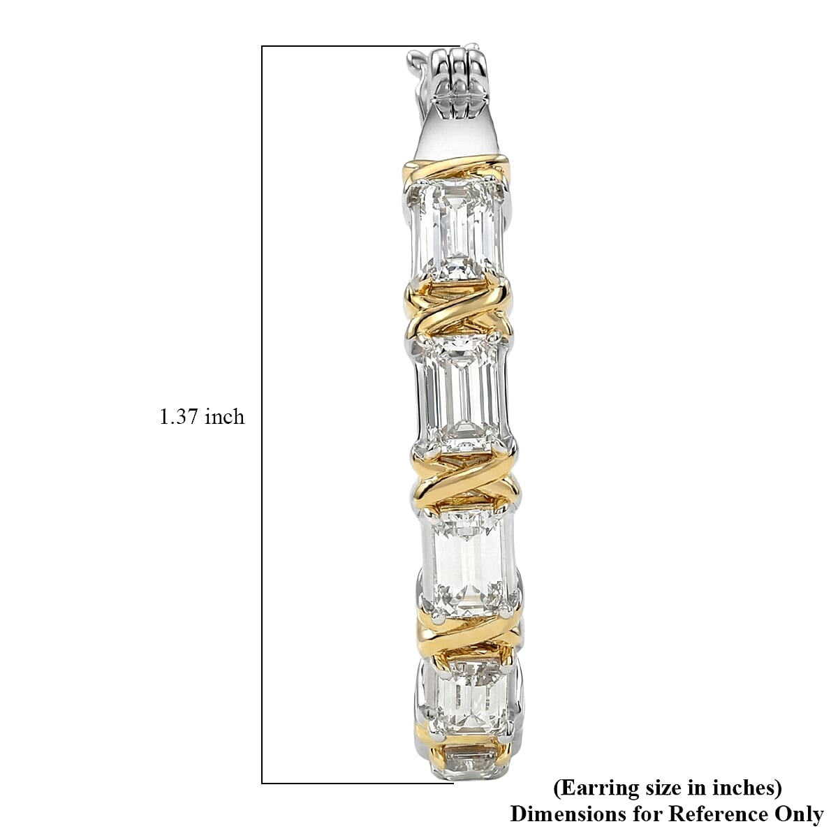EverTrue Simulated Diamond Earrings in 18K YG Plated and Platinum Bond image number 5