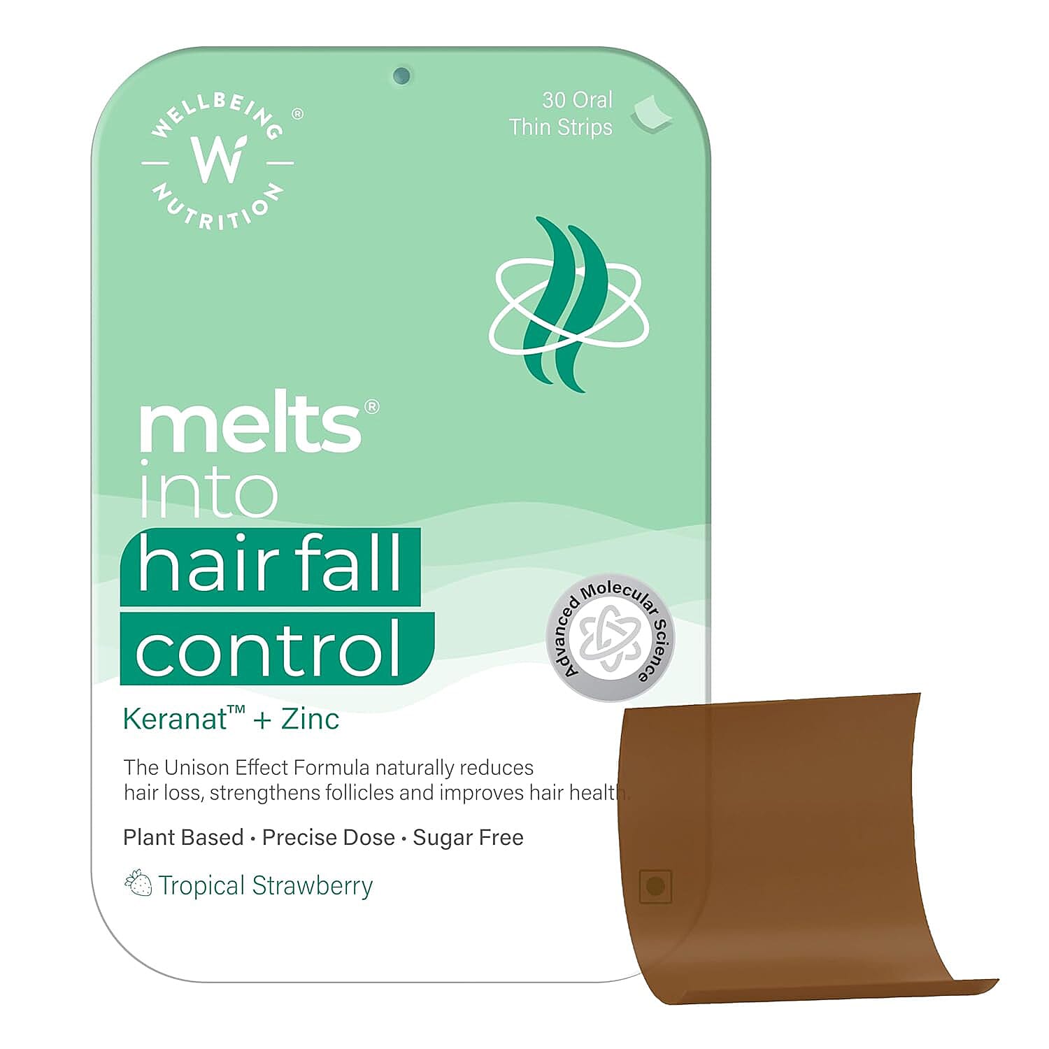 Wellbeing Nutrition Melts Into Hair Fall Control Keranat + Zinc - Tropical Strawberry