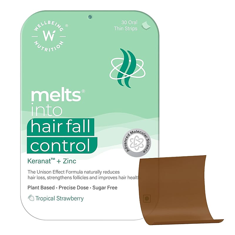 Wellbeing Nutrition Melts Into Hair Fall Control Keranat + Zinc - Tropical Strawberry