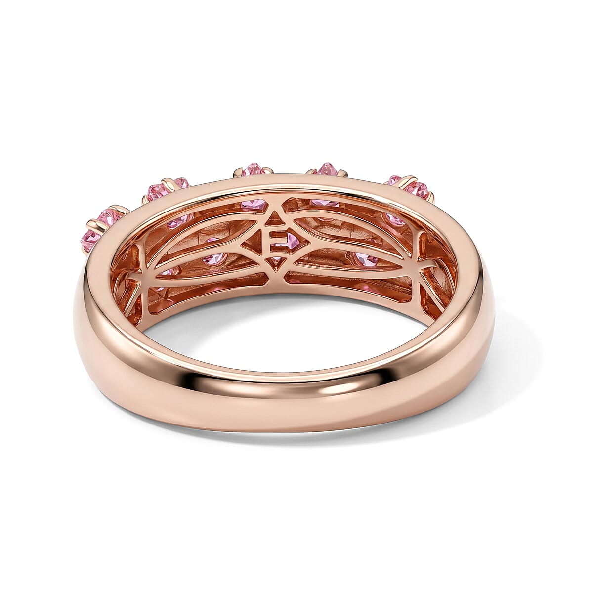 EverTrue Simulated Pink Diamond Ring in 18K YG Plated (Size 5.0) image number 5