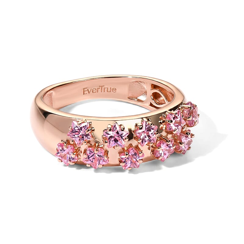 EverTrue Simulated Pink Diamond Ring in 18K RG Plated (Size 9.0)